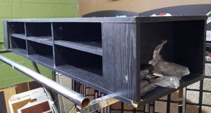 lot 105 image: Two Shelving units, Only one is assembled, see pictures (One assembled is 66x10.5x16)