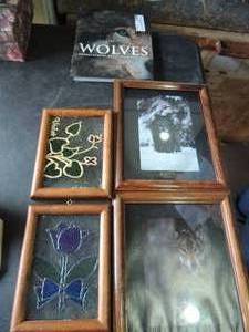 lot 141 image: Wolf pictures, Wolf book and stained glass ( 5 X7) X2