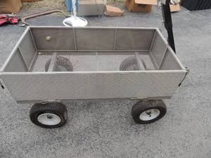 lot 155 image: Large metal cart on wheels sides fold down 45x23x10