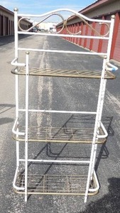 lot 36 image: BAKERS RACK White and Gold 3 tier 60 X 29 X 14