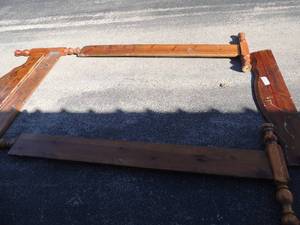 lot 59 image: Queen waterbed frame (also uses regular matress) Headboard 65 wide 41 tall