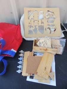 lot 73 image: Woodburning tools and unfinished woodpieces