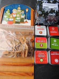 lot 121 image: Christmas wooden calendar with sets of christmas card games (new)