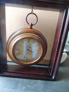 lot 128 image: Wooden box  9 X 8  with hanging  Chateau-Joullian clock