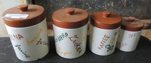 lot 184 image: 4 piece porcelain canister set 1961 Napco AD5366
