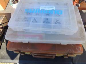 lot 199 image: 3 tackle boxes with fishing equipment