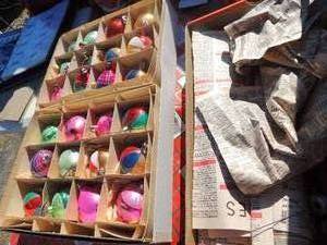 lot 209 image: 3 boxes of VINTAGE tree ornaments 2 are matching