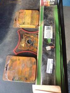 lot 234 image: 3 packs of 38 lawnmower blades 2- 16 cutting chains