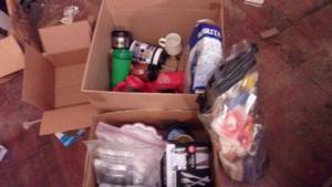 lot 13 image: Plastic Silverware, napkins, Travel Mugs