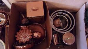 lot 22 image: Copper Pans, Bowls and Cannisters as shown