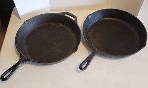 lot 172 image: Two Lodge Cast Iron Skillets One 10, One 12