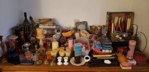 lot 73 image: Large Lot of Candles and Candle Holders as well as candle molds and dyes, see Pictures