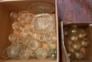 lot 33 image: Misc. Glass Jars, Gravy Boat and Platter,  Plus 8 pc. Glass Tumbler Set