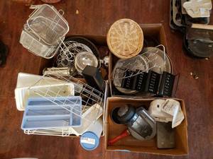 lot 36 image: Misc. Kitchen Trays and Pans, Fry Baskets and More