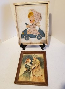 lot 221 image: Young Ideas Original by Irmi and Vintage looking Watercolor on Cardboard