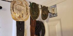 lot 145 image: Belt Buckles, Leather Belts and Scarfs
