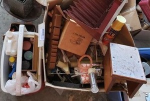 lot 311 image: Misc. Box of Hardware, Cleaning Supplies, Spray Paint and More