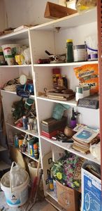 lot 317 image: 2 Shelves and Their Contents, Mostly Garden Items, see Pictures