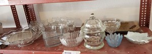 lot 320 image: Clear Glass Small Cups, Bowls and Candy Dish with Lid