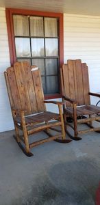 lot 341 image: Pair of Outdoor Wooden Rocking Chairs (Cedar)