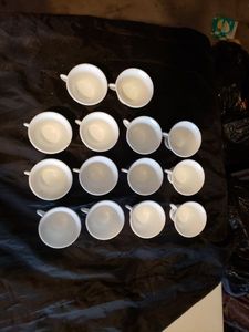 lot 276 image: Set of 14 Milk Glass Cups with Grape Vine Pattern