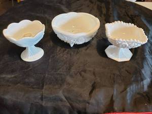 lot 293 image: Milk Glass Taper Candle Holder and more