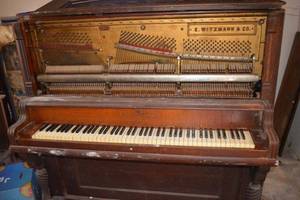 lot 823 image: E. Witzmann antique piano Number 1671, or 1871 with Ivory keys