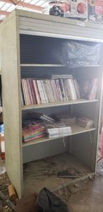 lot 454 image: Metal Shelf Unit with Roll Up Door contents included