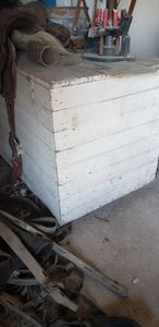 lot 434 image: Large Wooden Box and Contents (Clothes)