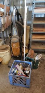 lot 409 image: Vacuums (Working Condition unknown), Mop Bucket and Box of Cleaners