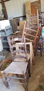 lot 481 image: Vintage Wooden Chairs with Wicker Seats, Press-Back Spindle Chair, Some need Repair