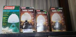 lot 371 image: 4 Coleman Table Lamps, still in original Packages, Battery Operated