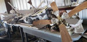 lot 386 image: Large lot of Ceiling Fans, some in Original Packaging. Some have Metal Blades.