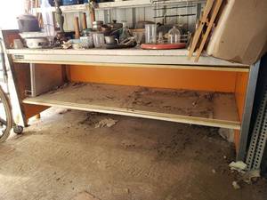 lot 398 image: Metal table with self (Table Only Contents NOT included)