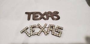 lot 753 image: Sterling TEXAS brooch. Marked sterling ND and a crystal TEXAS brooch.