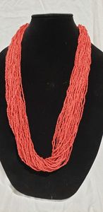 lot 770 image: Vintage coral bead multi strand statement necklace. Shepherds crook clasp. Approx. 30L