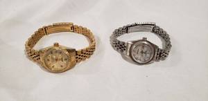 lot 725 image: Diamond watch duo. Includes Arbitron (Model 752475SV) with MOP face and Croton (Model CR207669) with machined engraved face. Both with diamond markers
