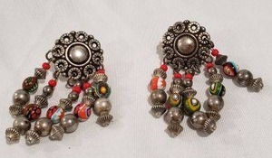 lot 728 image: Murano style Millefiori bead clip earrings