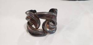 lot 696 image: Taxco sterling cuff bangle bracelet. Marked Mexico TO-70 925 Alicia