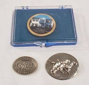 lot 639 image: Ames Plantation Championship Bird Dog championship and invitational brooches  pins (2 are Sterling)