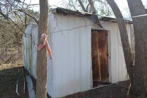 lot 620 image: Metal Shed 22x 12 Wood and metal shed. And contents other than water heater