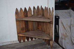 lot 833 image: Wooden Corner Plant Stand with Privacy Fence Design