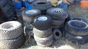 lot 571 image: Large lot of wheels and tires, including ATV, truck and tractor