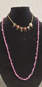 lot 835 image: Purple Dyed Stone necklace, Multi-stone Gold Necklace, see pictures