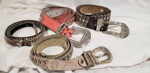 lot 852 image: Group of Leather and Rhinestone Belts