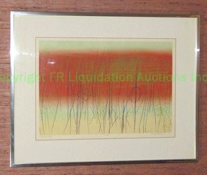 lot 34 image: Artist signed Harry Glassgold and numbered 1215 lithograph Lake Reed motif framed 28 x 22.5