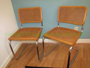 lot 54 image: Italian made wicker and metal accent chairs