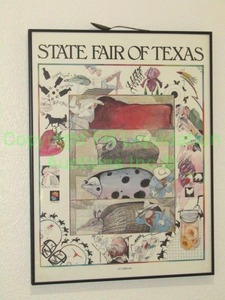 lot 52 image: 1936 state of Texas spoon and 1976 State Fair of Texas framed print 18 x 24