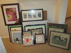 lot 60 image: Assorted framed prints and art as shown