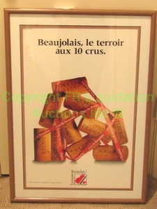 lot 67 image: Framed wine promotional print Beaujolais 20 x 27